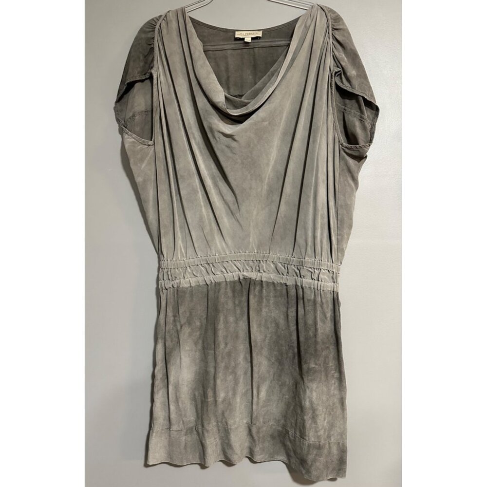 The Podolls anthropologie Ombre Silk Dress Short Sleeve Cowl Neck M